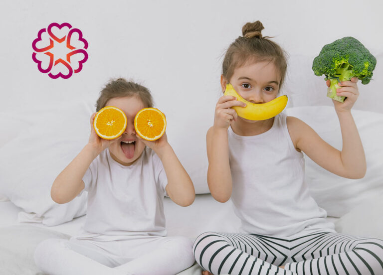 Children eating high fiber foods for kids