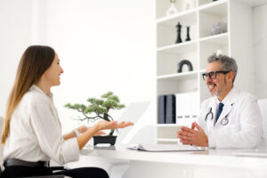A conversation between a primary care provider and a patient during appointment.