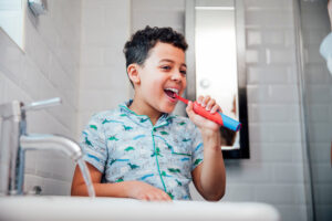 Little Boy Brushing His Teeth